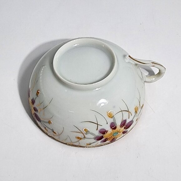 Antique Japanese Hand Painted Floral Bone China Teacup With Gold Detailing - Picture 10 of 10